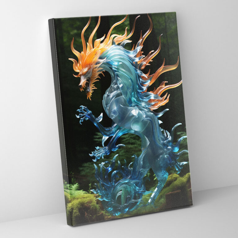 Realistic Glass Sculpture Canvas Wall Art - Realistic Glass Sculpture, Wall Art, Wall Decoration, Mythical Creature