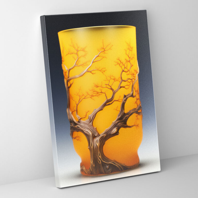 Realistic Glass Sculpture Canvas Art - Realistic Glass Sculpture, Tranquility, Inviting, Frosted Glass Tumbler