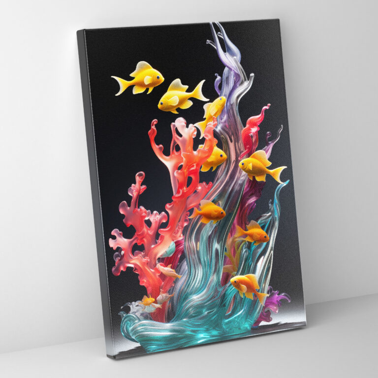 Realistic Glass Sculpture Canvas Print - Realistic Glass Sculpture, Canvas Print, Vibrant Corals, Home Decoration