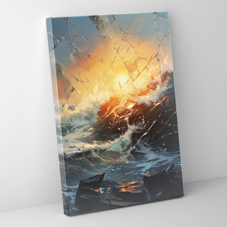 Realistic Glass Sculpture Canvas Art - Realistic Glass Sculpture, Home Decoration, Crashing Waves, Awe
