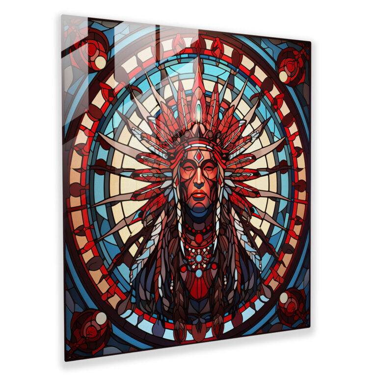 Red Indian Spiritual Symbol Glass Print - Red Indian, Glass Art, Glass Wall Art, Red Indian