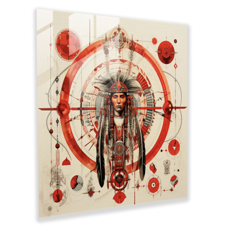 Red Indian Symbols Glass Print - Red Indian, Glass Print, Traditional Patterns, Home Decoration
