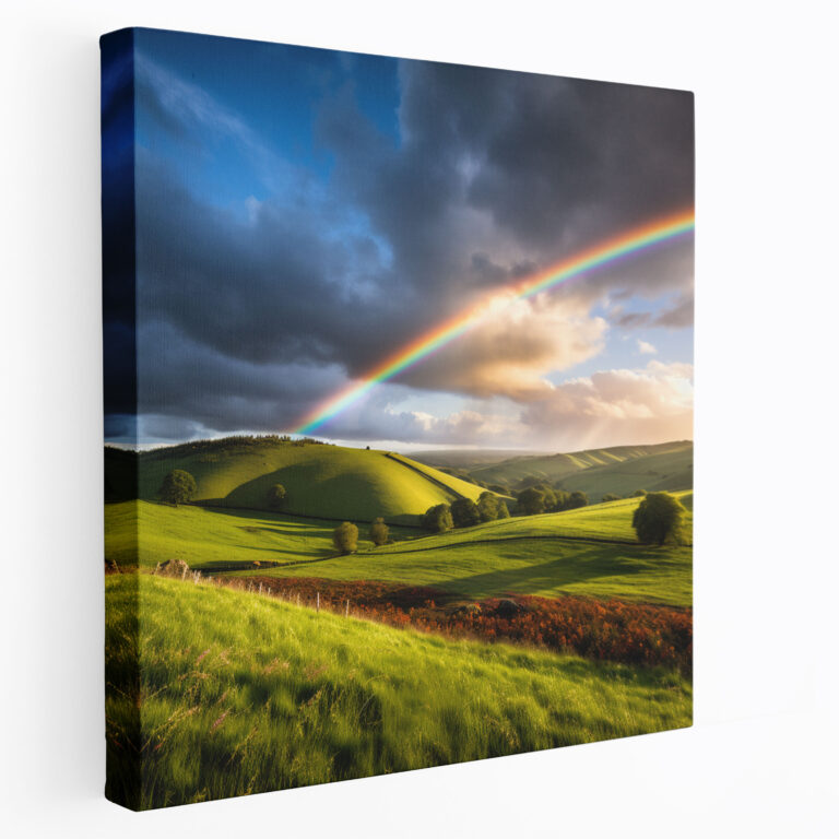Rainbow Wall Art - Countryside Canvas Print - Rainbow, Photograph, Canvas Wall Art, Home Decoration