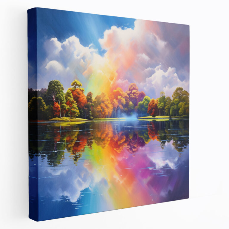 Rainbow Reflection Canvas Print - Rainbow, Canvas, Canvas Wall Art, Glassy Lake