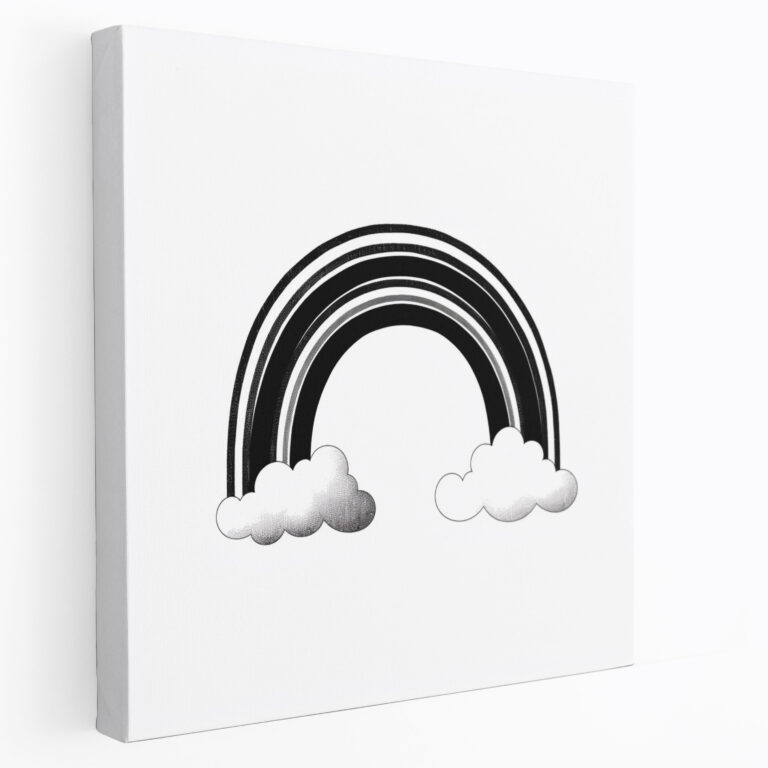 Minimalist Rainbow Canvas Print - Rainbow, Modern Sophistication, Black And White, Wall Decoration