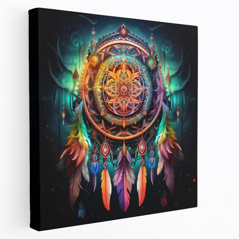 Red Indian Wall Art: Intricate Dreamcatcher - Red Indian, Wall Art, Canvas Wall Art, Vibrant Colors