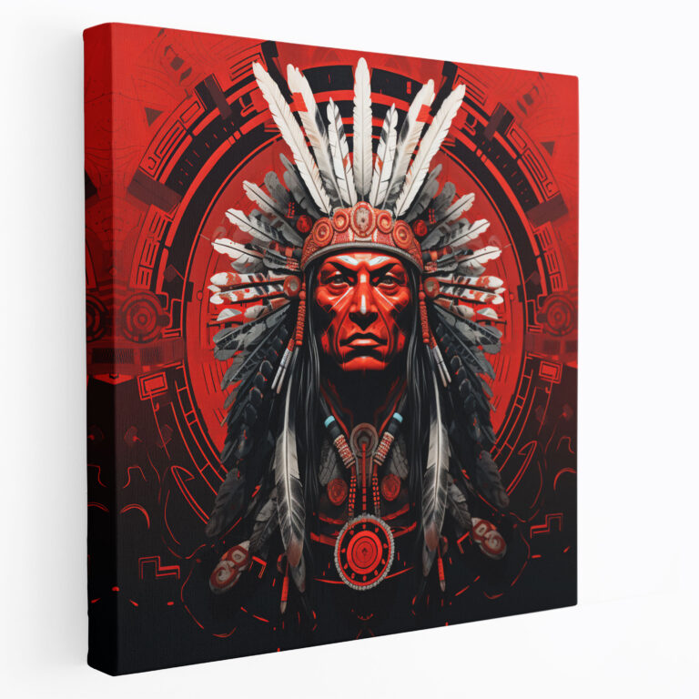 Red Indian Warrior Canvas Print - Red Indian, Home Decoration, Canvas Print, Tribal Patterns