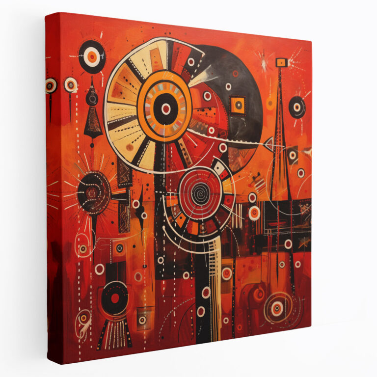Red Indian Symbols Canvas Print - Red Indian, Geometric Patterns, Symbols, Canvas Wall Art