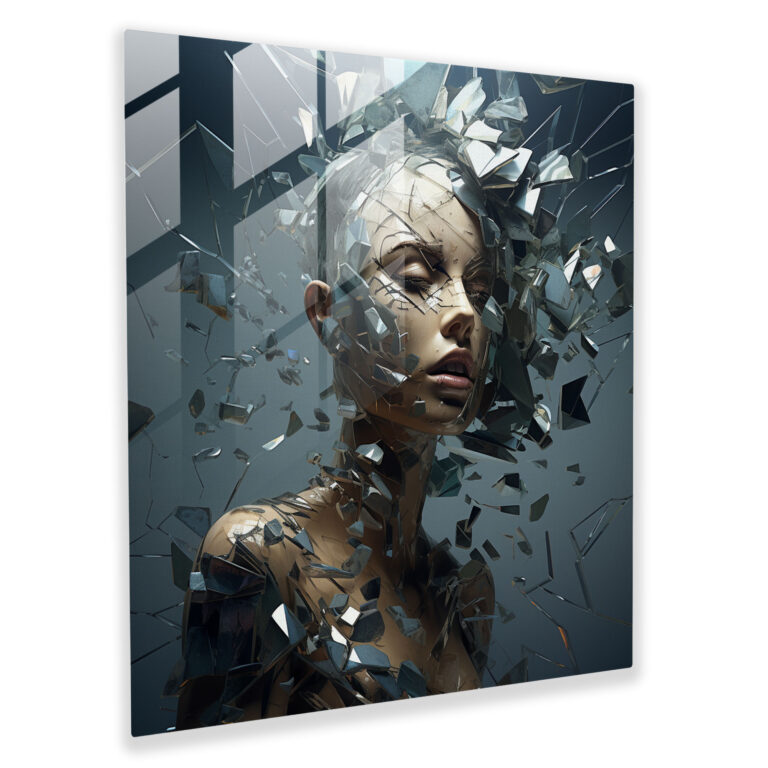 Rejection Reflection: Shattered Mirror Glass Print - Rejection, Glass Art, Wall Decoration, Shattered Mirror