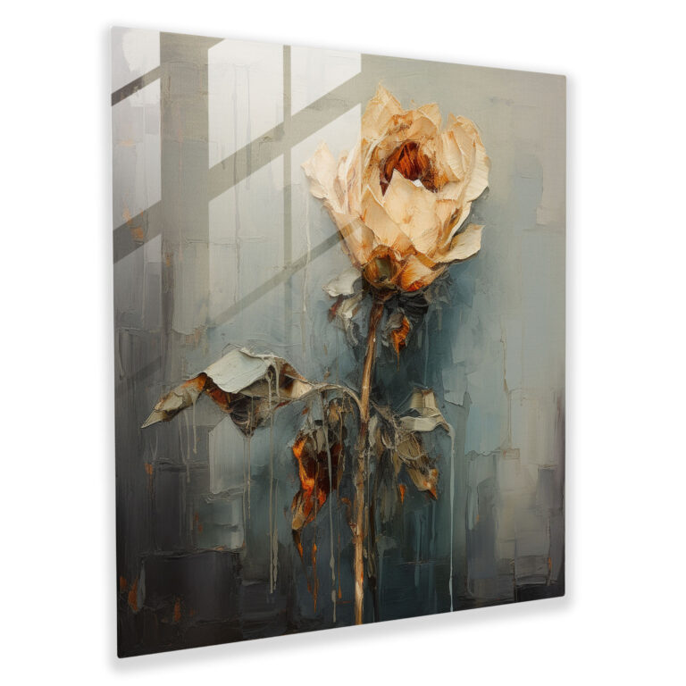 Rejection Glass Print - Impressionist Wilted Flower Wall Art - Rejection, Symbolism, Rejection, Wilted Flower