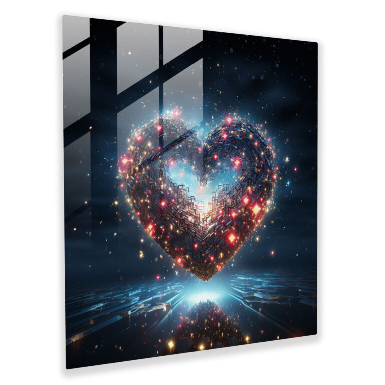 Rejection Glass Print - Futuristic Heart Constellation Wall Decor - Rejection, Glass Print, Cosmic Backdrop, Home Decoration