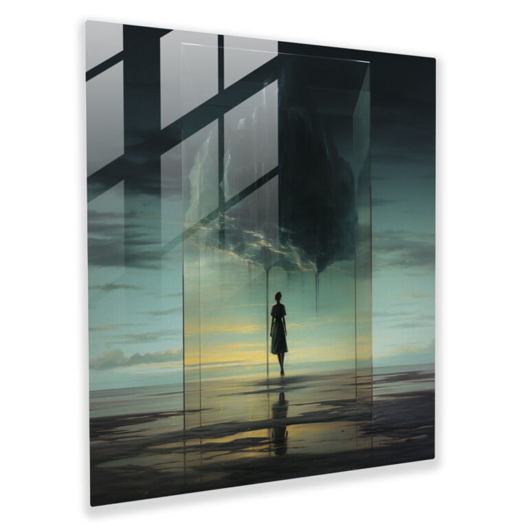 Solitude Storm - Glass Wall Art - Rejection, Solitary Figure, Rejection, Emotional