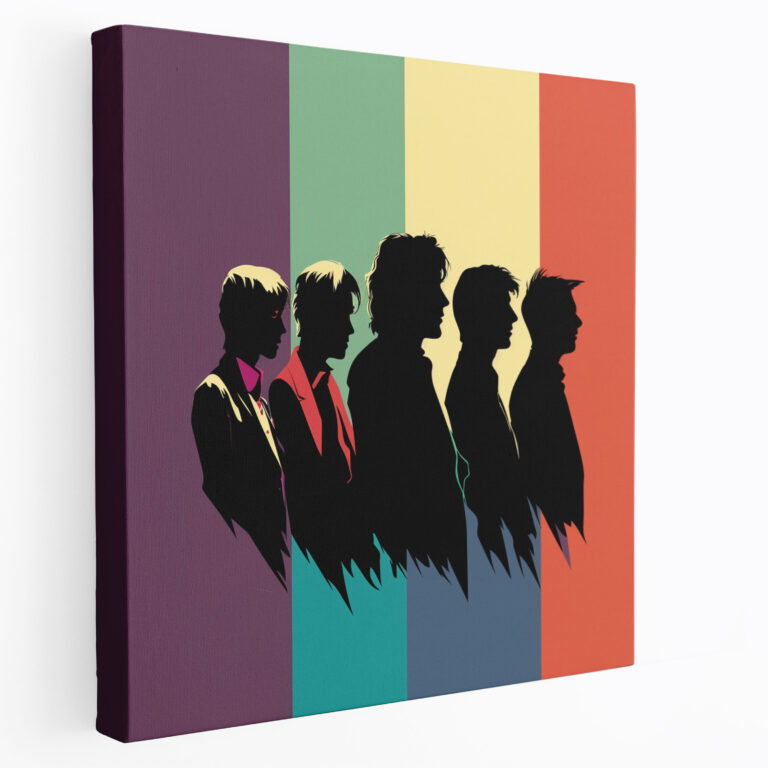 Rolling Stones Canvas Print - Minimalistic Silhouette Art - Rolling Stones, Colorful Background, Silhouette Art, Home Decoration