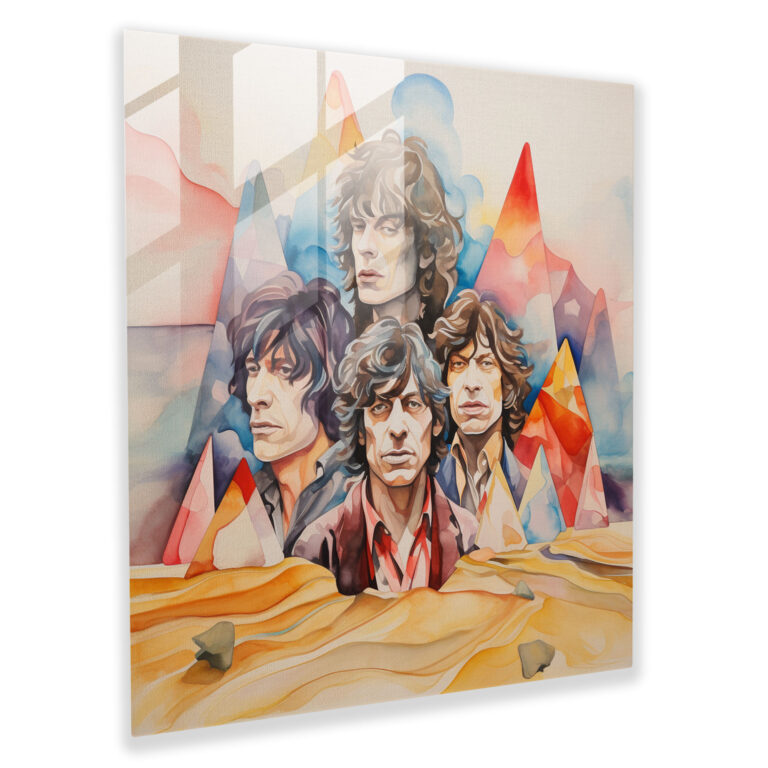 Rolling Stones Glass Print - Rolling Stones, Watercolor Painting, Home Decoration, Rolling Stones