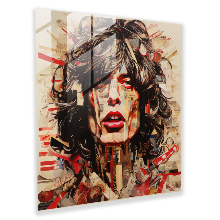 Rolling Stones Glass Print, Surreal Album Cover Collage - Rolling Stones, Surrealistic Design, Glass Print, Album Covers