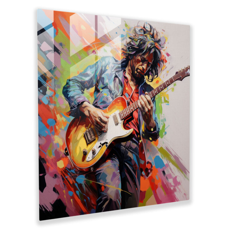Rolling Stones Glass Print, Abstract Keith Richards' Guitar Riffs - Rolling Stones, Rolling Stones, Home Decoration, Modern Art