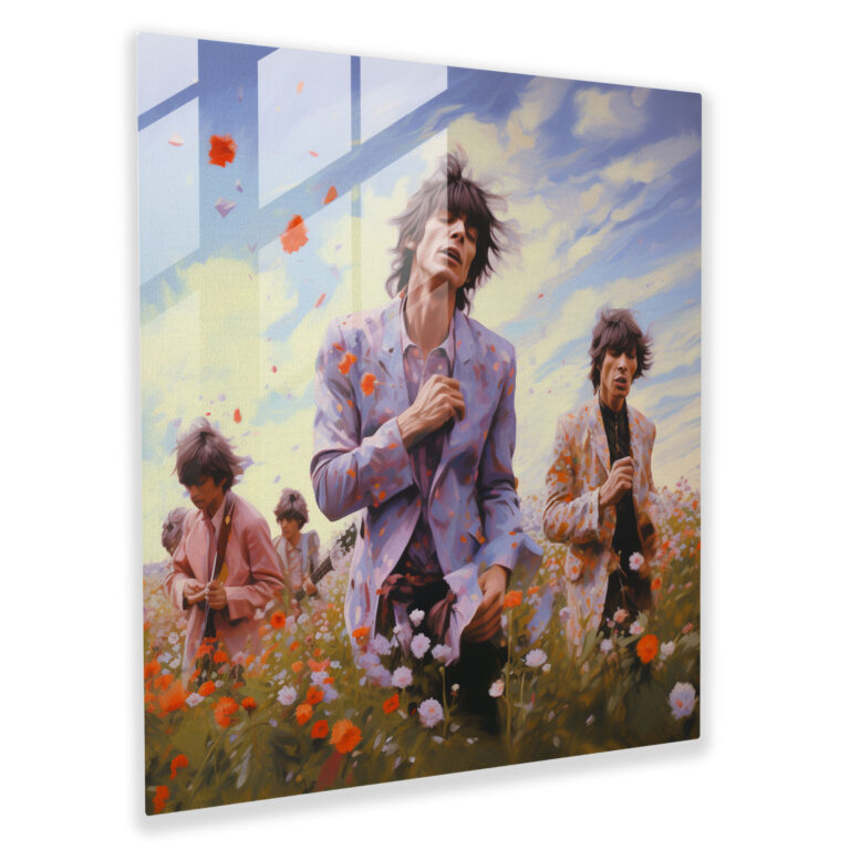 Rolling Stones Glass Print - Rolling Stones, Wall Decoration, Impressionist Painting, Glass Print