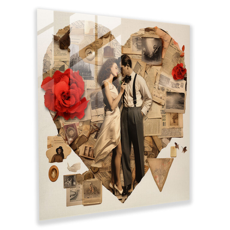 Nostalgic Love Letters Glass Print - Romantic, Glass Print, Heart-Shaped, Vintage Photographs