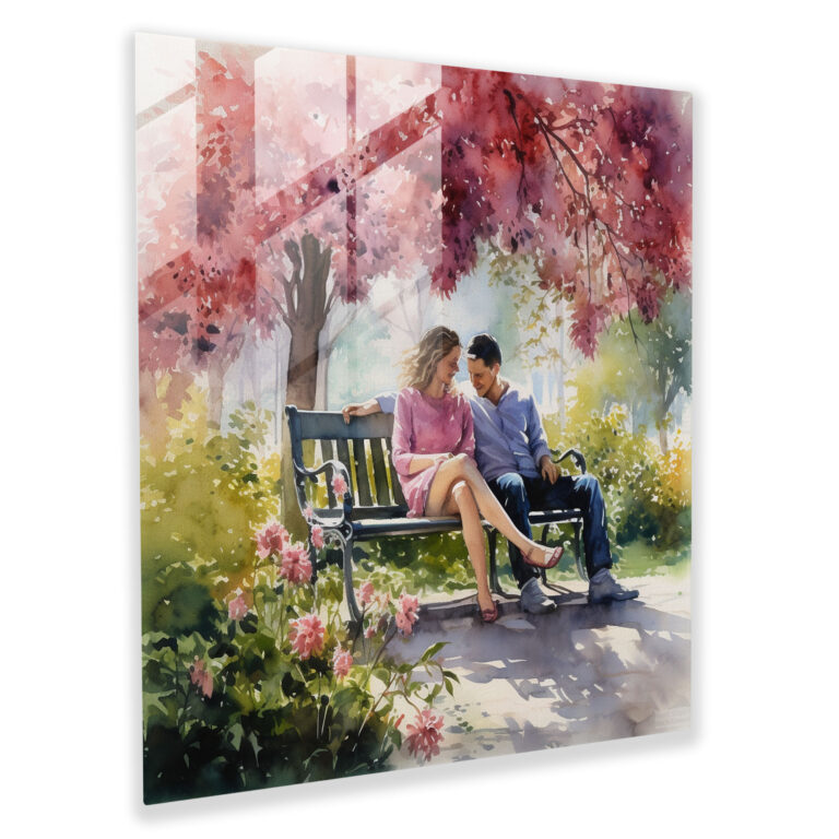 Romantic Watercolor Glass Print - Romantic, Wall Decoration, Romantic, Blooming Flowers