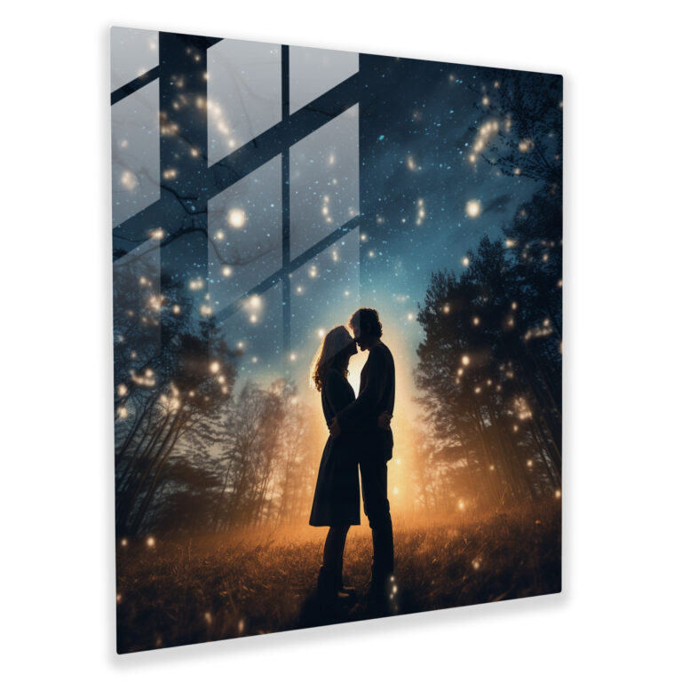 Romantic Starry Night Glass Print - Romantic, Glass Art, Home Decoration, Modern Art