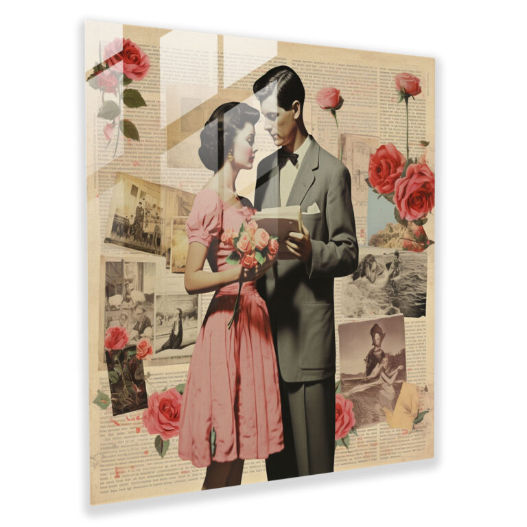 Love Letters Collage Glass Print - Romantic, Glass Art, Love Letters, Romantic