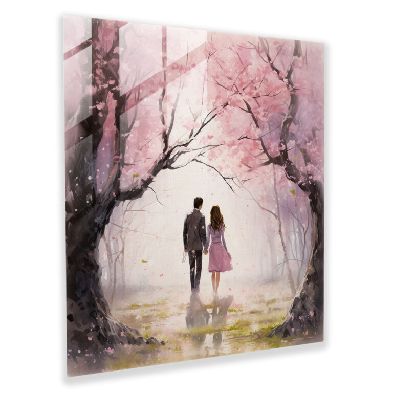 Romantic Watercolor Glass Print - Romantic, Glass Wall Art, Love, Vibrant Colors