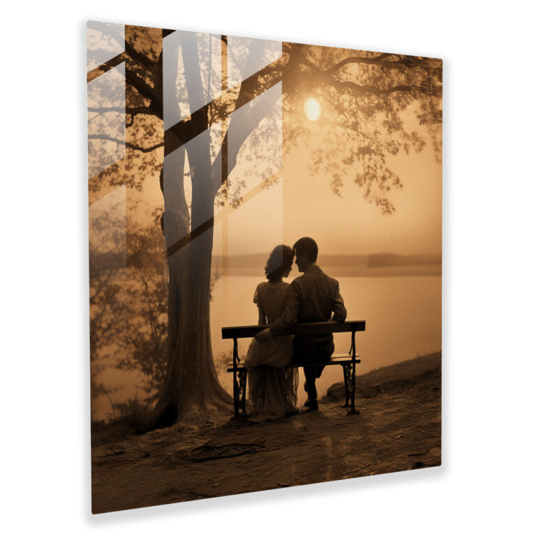 Romantic Vintage Sepia Glass Print - Romantic, Wall Decoration, Photograph, Romantic