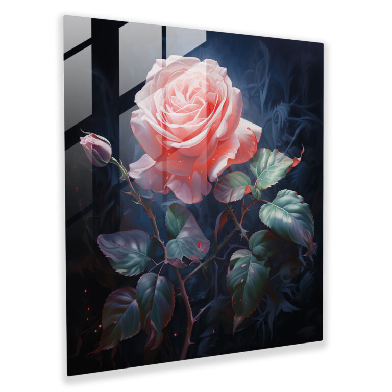 Romantic Blooming Rose Glass Print - Romantic, Blooming Rose, Home Decoration, Love