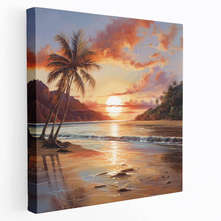 Romantic Sunset Canvas Print - Romantic, Romantic Canvas Print, Sunset Over Beach, Canvas