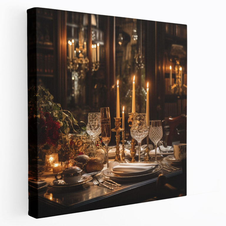 Romantic Dinner Canvas Print - Romantic, Candlelit Dinner Table, Romantic Canvas Print, Photograph