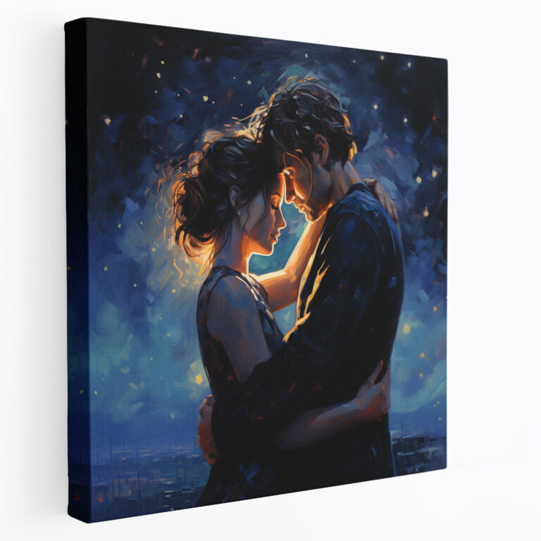 Romantic Starry Night Wall Art - Romantic, Romantic Wall Art, Canvas Wall Art, Couple Under Starry Sky