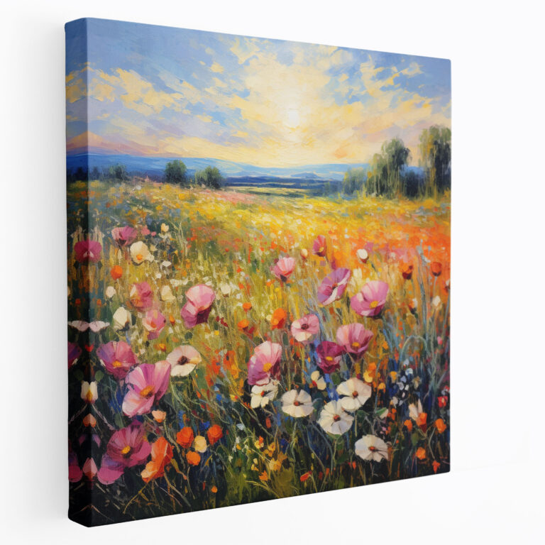 Romantic Blossoming Field Canvas Print - Romantic, Canvas Wall Art, Impressionist, Beauty