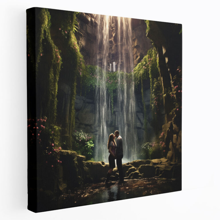 Romantic Waterfall Canvas Print - Romantic, Canvas, Couple, Waterfall