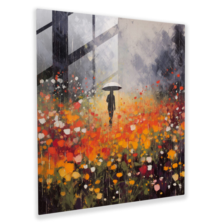 Rainy Field Glass Print - Rain, Glass Art, Glass Print, Wall Decoration