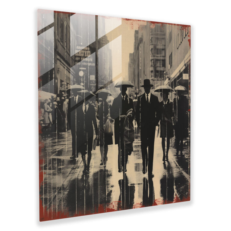Vintage Rain Glass Print - Rain, Vintage Photographs, Collage Artwork, Glass Print