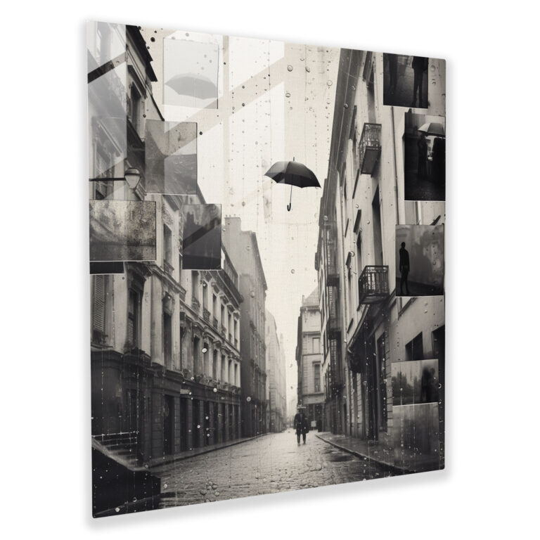 Vintage Raindrops Glass Print - Rain, Glass Print, Glass Wall Art, Collage