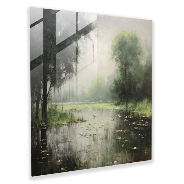 Tranquil Rain Glass Print - Rain, Glass Print, Glass Wall Art, Serene Landscape