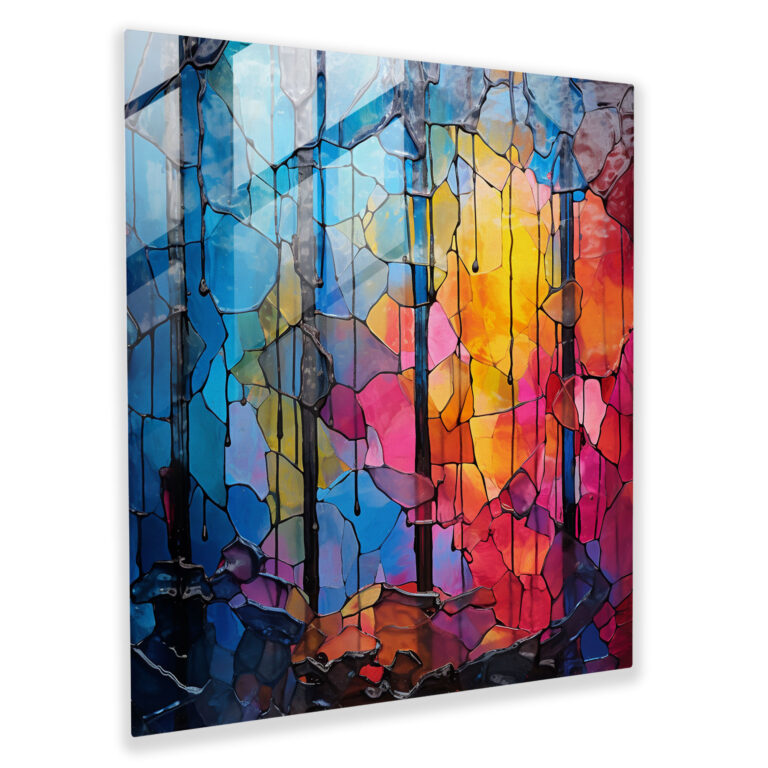 Vibrant Rain Stained Glass Art - Rain, Glass Art, Wall Decoration, Modern Art