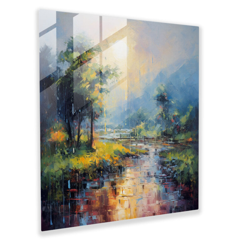 Vibrant Rain Glass Print - Rain, Glass Art, Rainy Landscape, Home Decoration