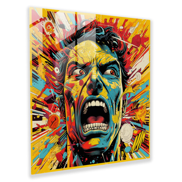 Retro Explosion Glass Prints - Pop Art Comic Book Characters Glass Print