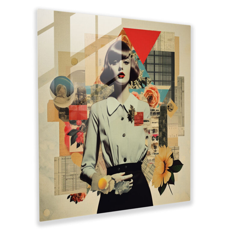Fusion Glass Print: Modern Digital Collage - Eclectic Mix of Vintage Photographs and Abstract Elements - Home Decoration, Glass Wall Art, Wall Decor, Modern Art Work