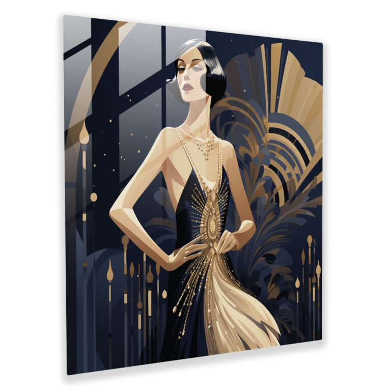 Gilded Glamour Glass Prints - Art Deco-Inspired Glass Wall Art - Home Decoration - Wall Decoration