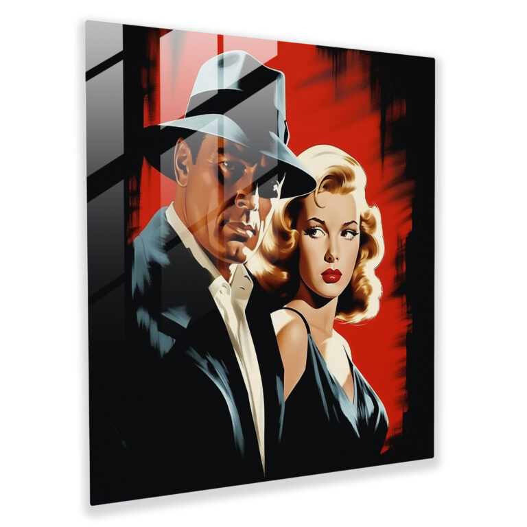 Timeless Retro Glass Print - Vintage Film Noir Glass Wall Art