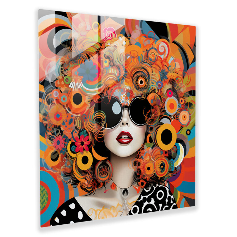 Funky Retro Glass Print: Colorful Pop Art Wall Art