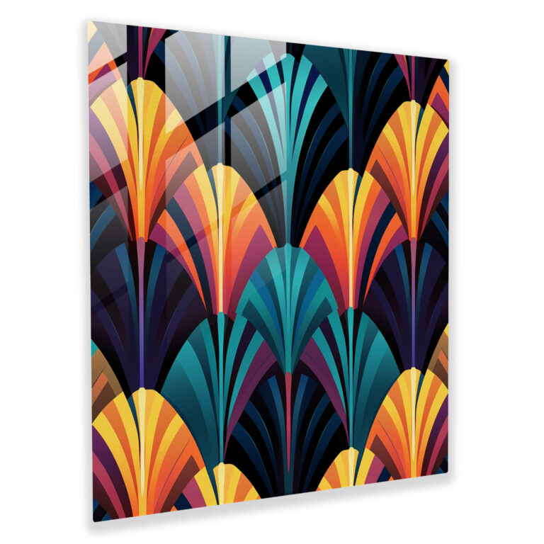Glass Prints: Art Deco Geometric Glass Wall Art for Home Decoration