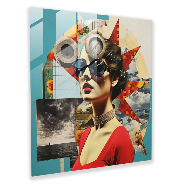 Whimsical Dreams: Surrealistic Mixed Media Glass Wall Art for Unique Home Decoration