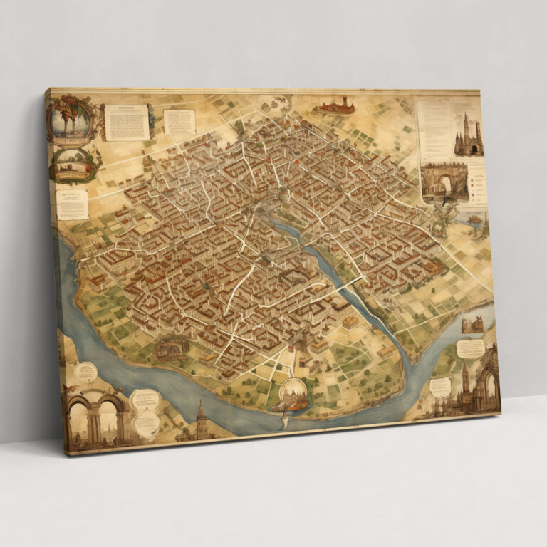 Rome Wall Art - Vintage City Map - Rome, Home Decoration, Rome, Wall Decoration