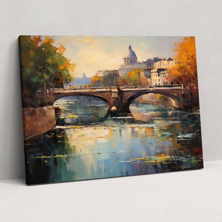 Rome Canvas Print - Serene Tiber River - Rome, Home Decoration, Canvas, Impressionist Painting
