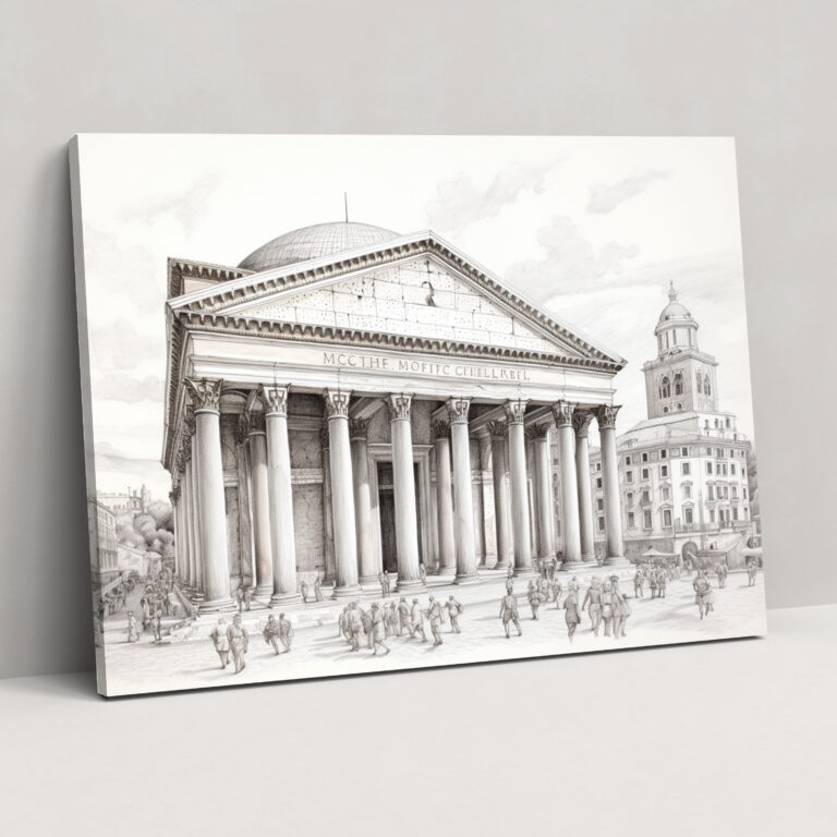 Pantheon Canvas Print - Realistic Pencil Sketch - Rome, Canvas Print, Rome, Wall Art