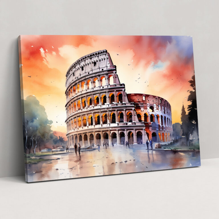 Rome Wall Art - Majestic Sunset At The Colosseum - Rome, Beauty, Canvas Print, Colosseum